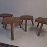Set of 4 solid wood shepherd's stools