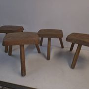 Set of 4 solid wood shepherd's stools