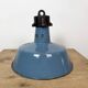 Industrial Blue Enamel Factory Lamp with Cast Iron Top, 1960s