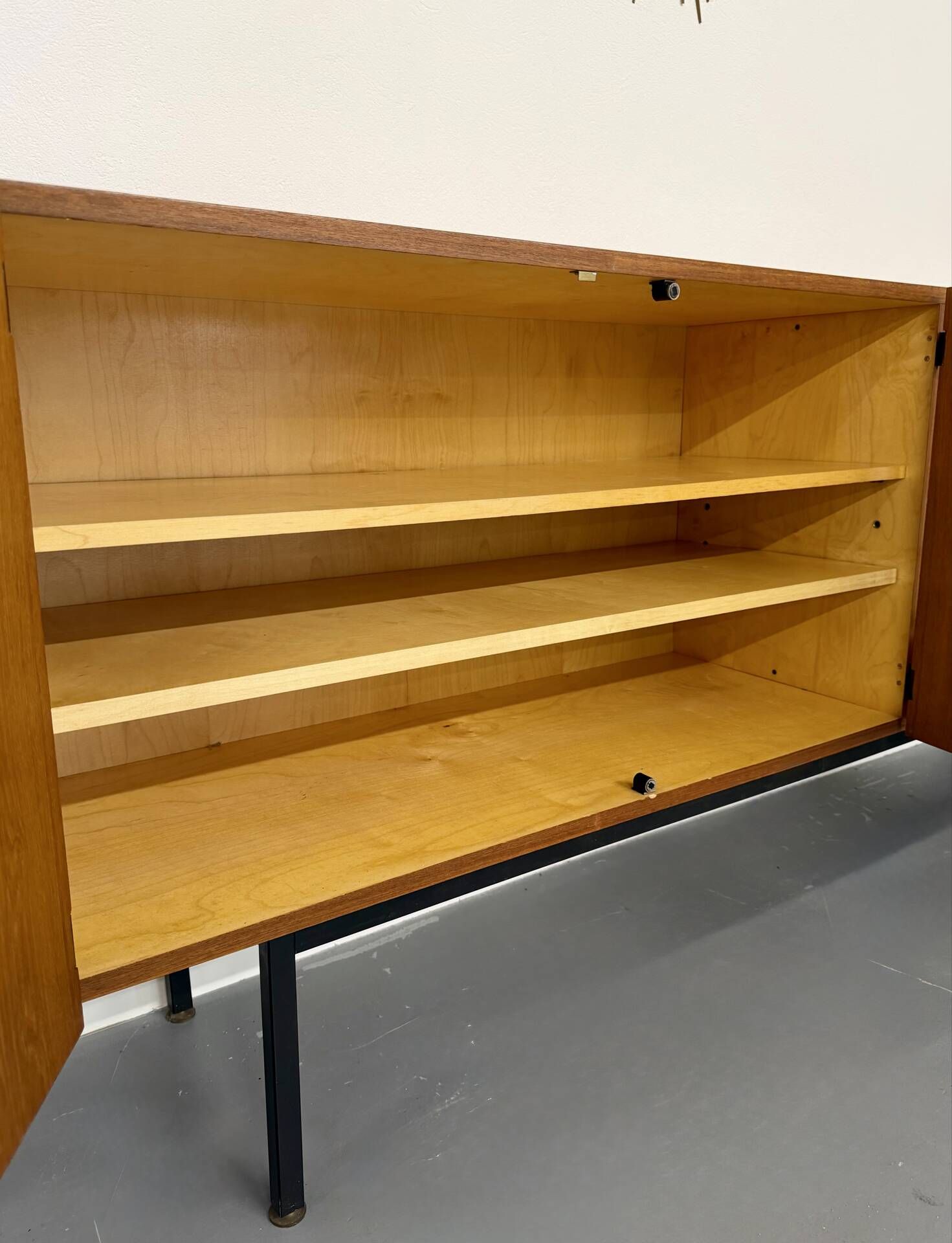 Vintage teak enfilade attributed to Gérard Guermonprez, 1960s design.