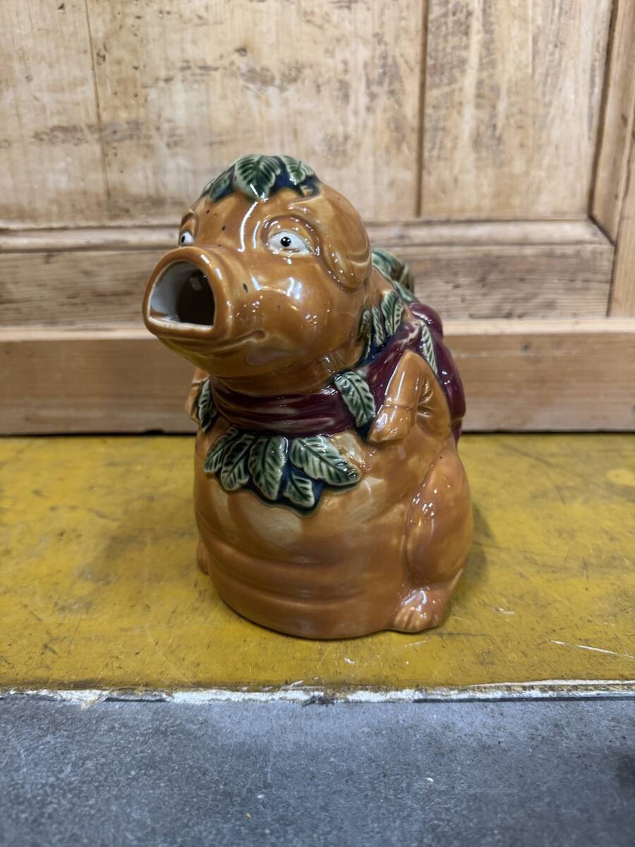 Vintage pig ceramic carafe