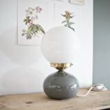 Grey ceramic lamp & opaline