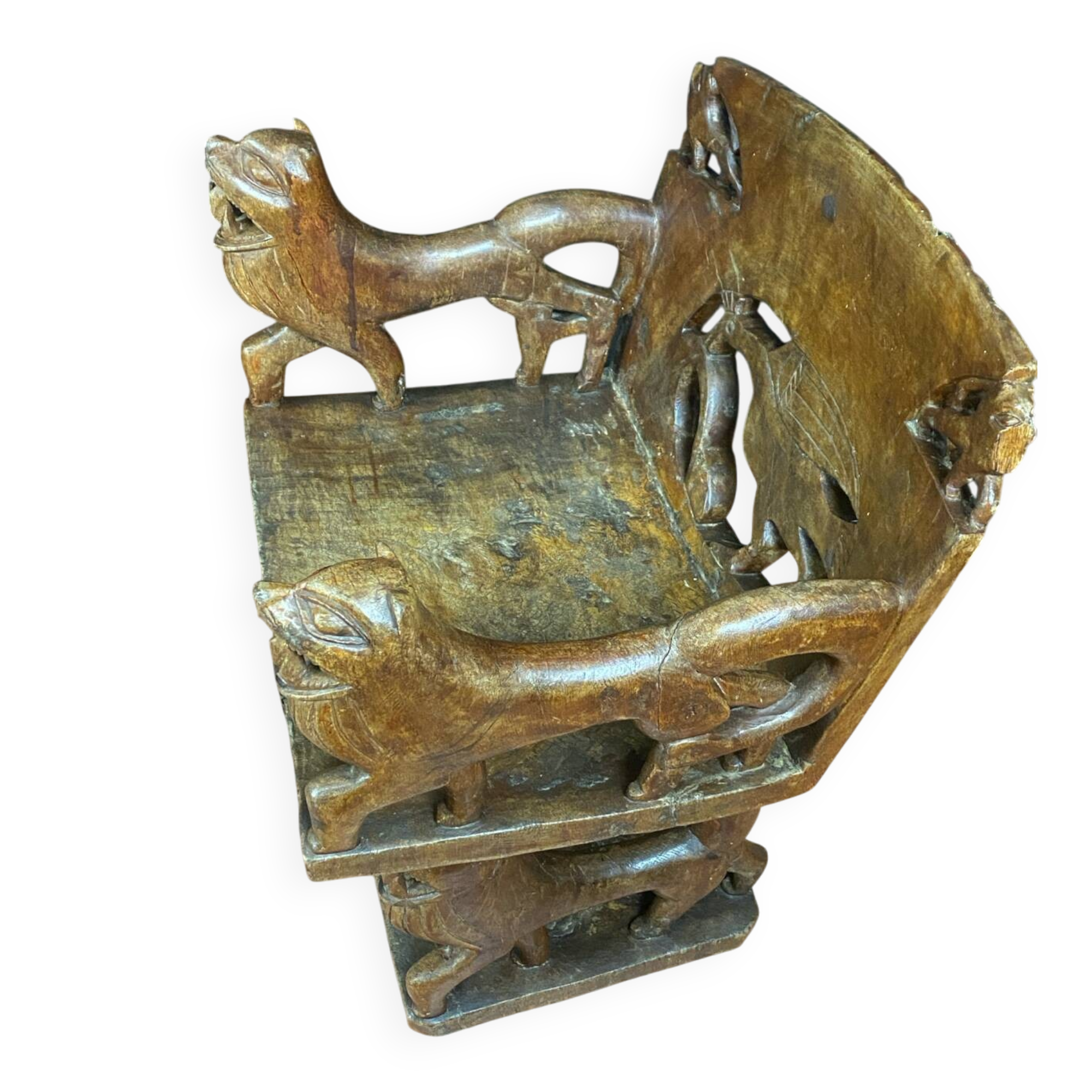 African tribal ensemble of 4 pieces of furniture for dignitaries of the Kingdom of Dahomey, Benin.