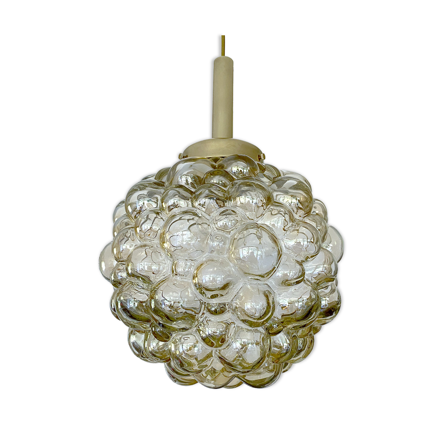 Vintage Limburg pendant lamp, Bubble Glass & Brass, 60s