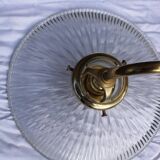 Holophane glass and brass wall light