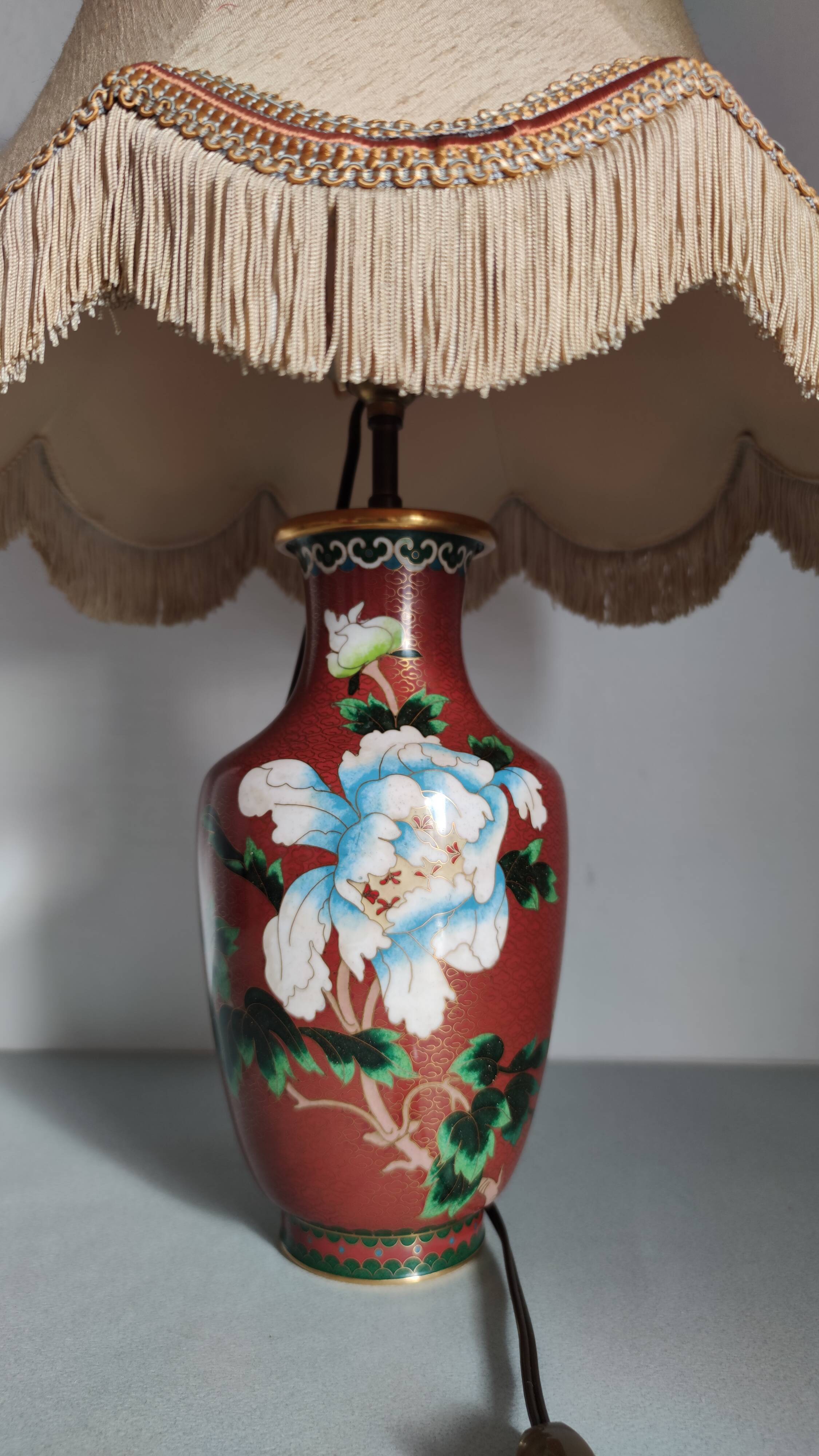 Enamel lamp cloisonnée drimmer vintage 56 cm h