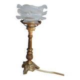 Tulip table lamp with petals and brass base