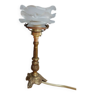 Tulip table lamp with petals and brass base