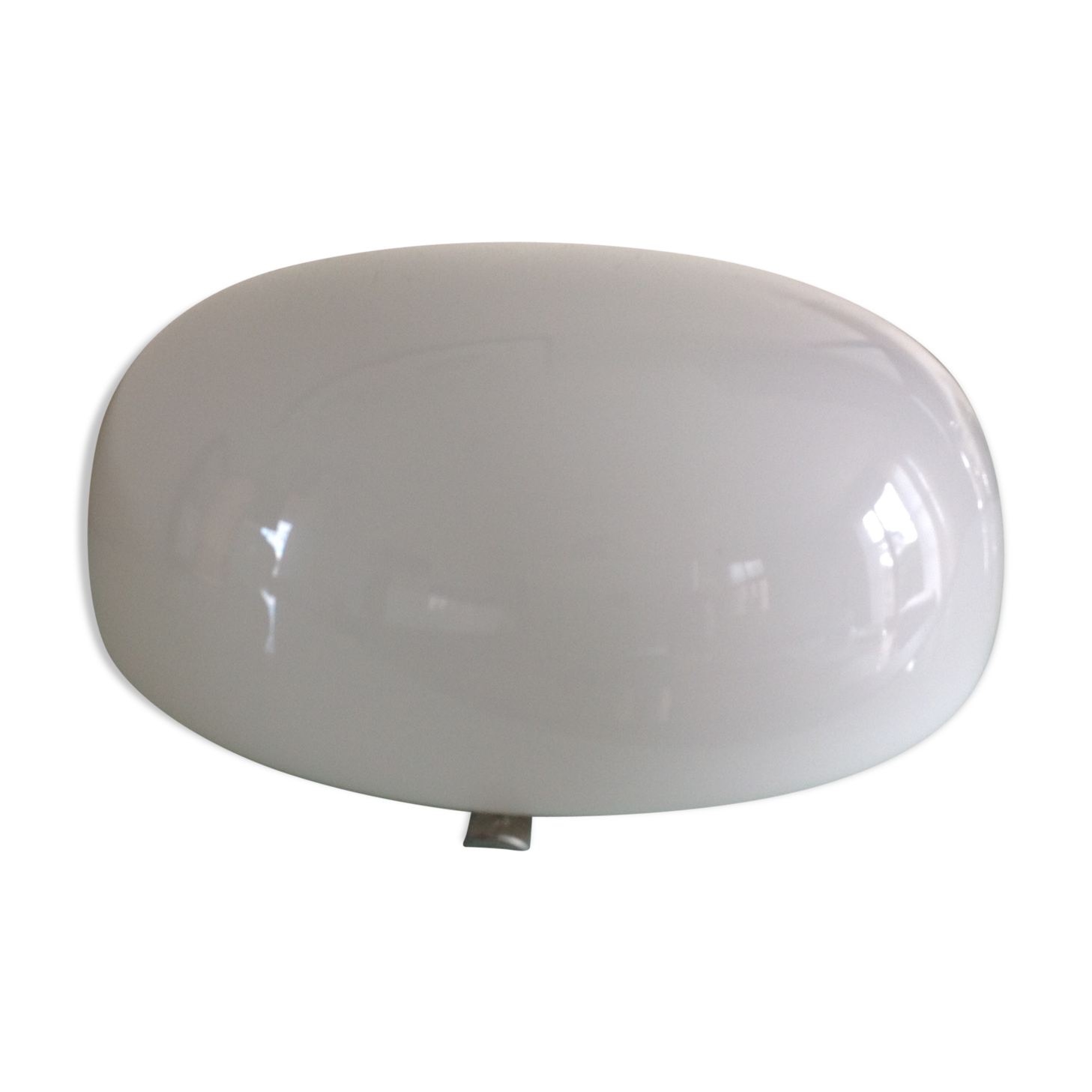 Ceiling light in opaline white vintage 70s half moon
