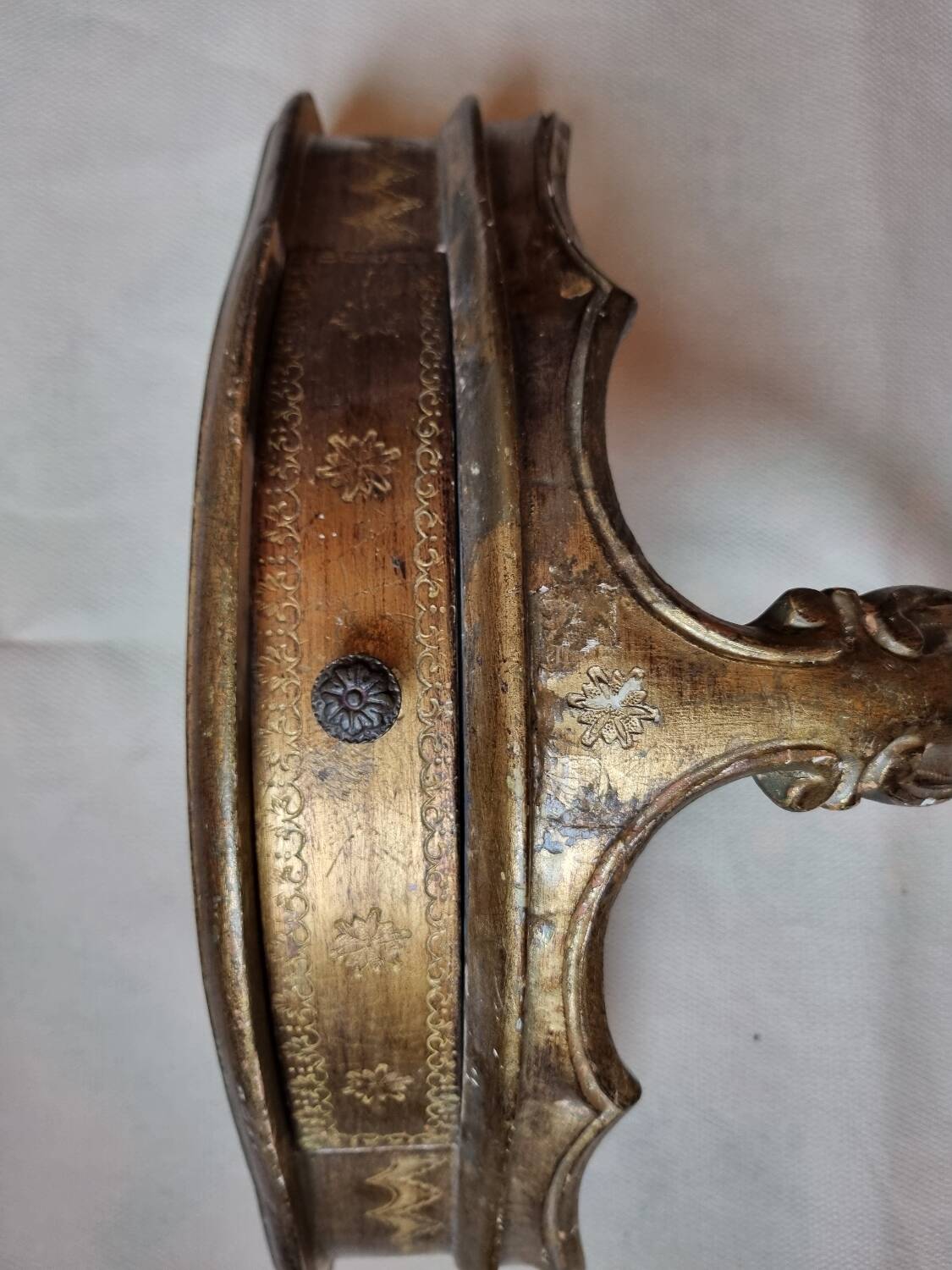 Mid-19th century wall console in wood and gilded stucco