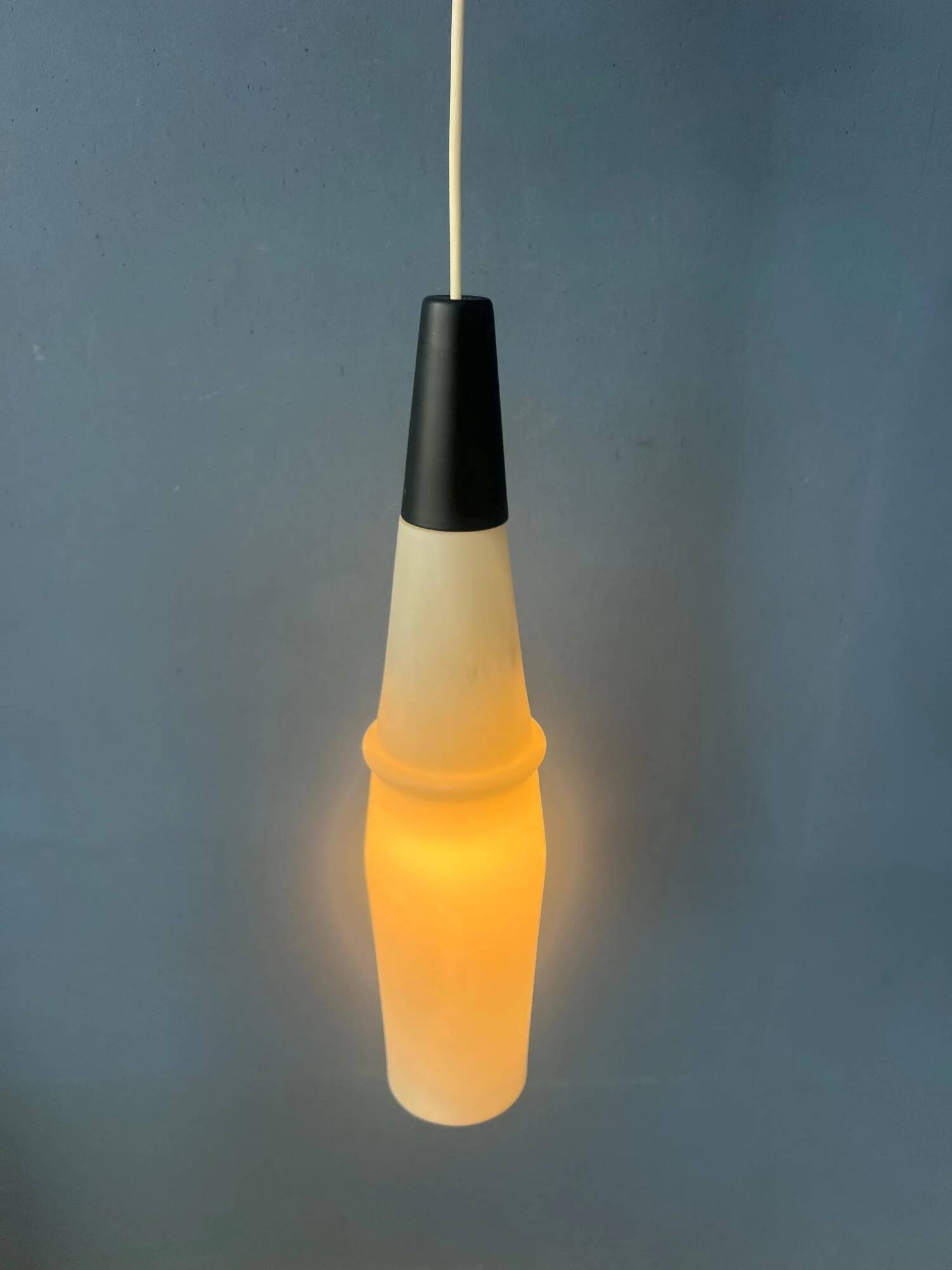 Mid-century long opaline glass pendant light