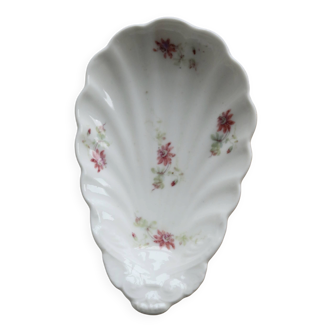 Vintage porcelain shell dish – Polychrome floral decoration
