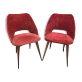 Paire de chaises ancienne style limouss coque moumoute rouge années 70
