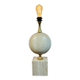 Philippe Barbier Lamp Maison Barbier Travertine and Brass Vintage 1970 - 60