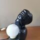 Lampe vintage années 80 buste de femme en céramique noire