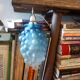 vintage blue glass grape pendant light * frosted ombre glass * mid-century