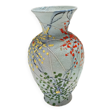 Handcrafted  and Hand-painted Multicolored Ceramic Vase by Fanciullacci, It