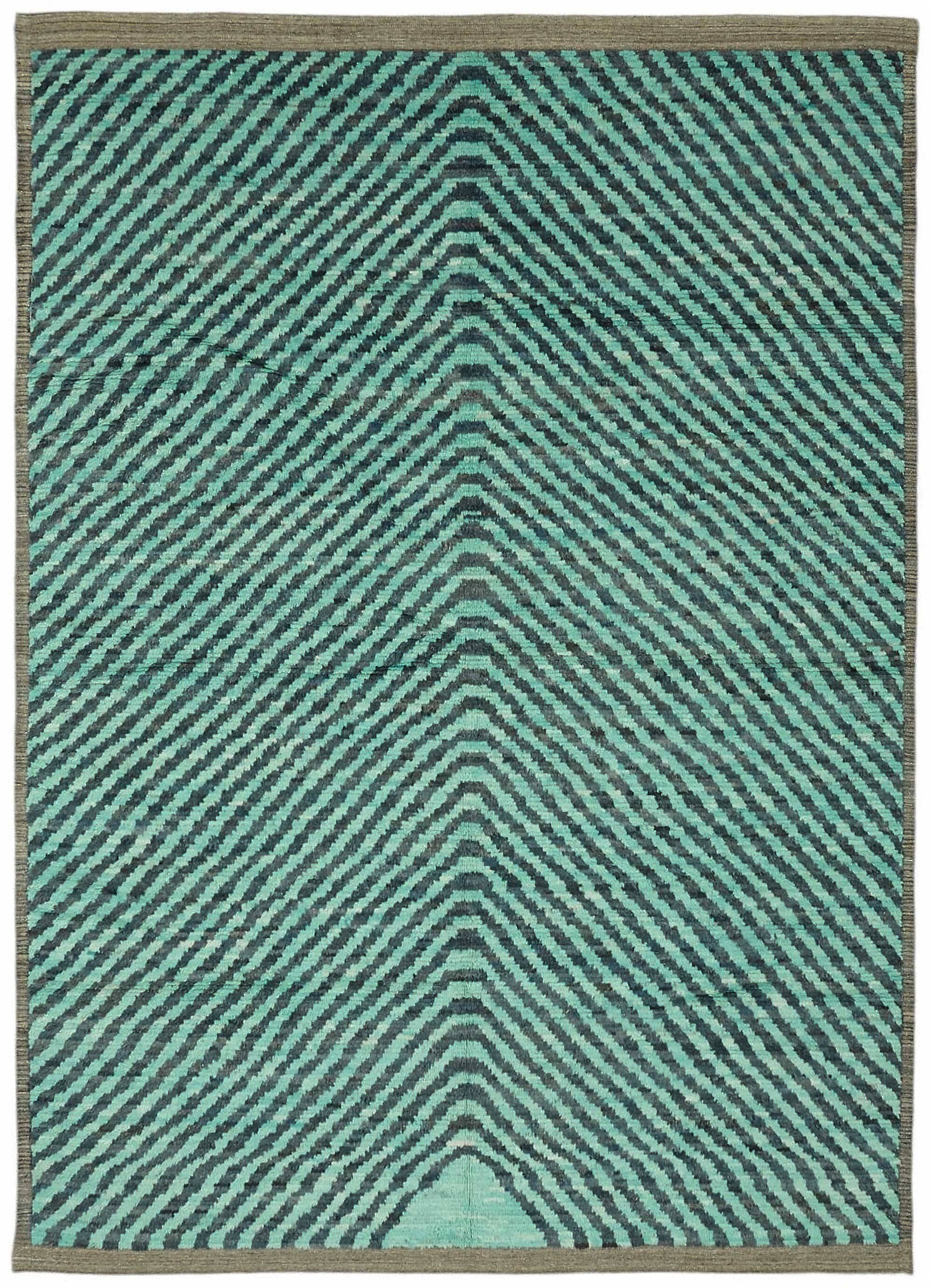 Handmade Turkish One of a Kind 258 cm x 366 cm Blue Wool Carpet