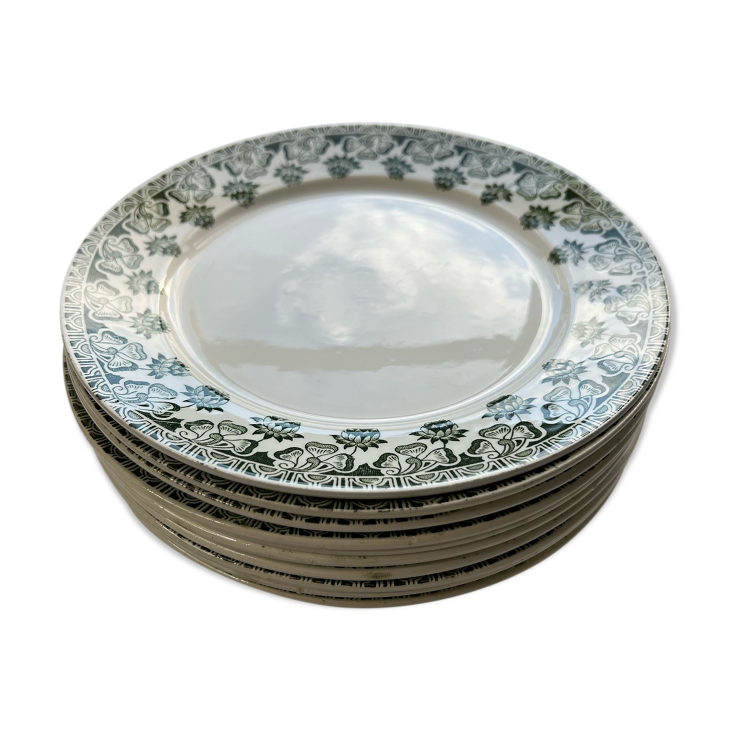 Set of 10 plates Terre de Fer, Model Clover - Badonviller