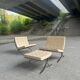 Ensemble 2 fauteuils et ottoman Barcelona-Alivar-80’s