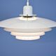 Danish hanging lamp in white with brass accent, 1980s