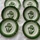 6 flat plates tulip pattern, longwy. Art deco