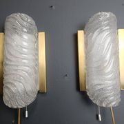 Pair of brass and glass wall lights by Fischer Leuchten, 1960s
