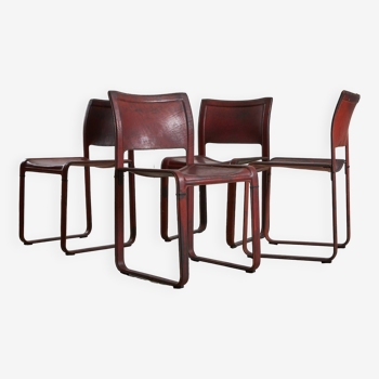 Lot de 4 chaises Sistina Strap par Tito Agnoli pour Matteo Grassi, 1980s