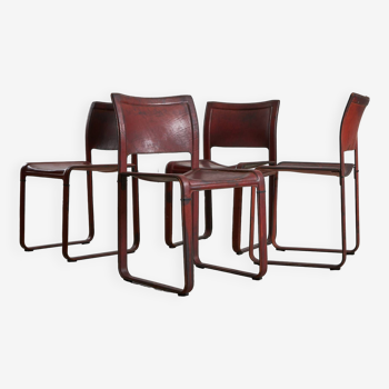 Set of 4 Sistina Strap Chair by Tito Agnoli for Matteo Grassi, 1980s