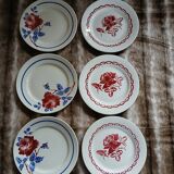 6 mismatched antique flat plates