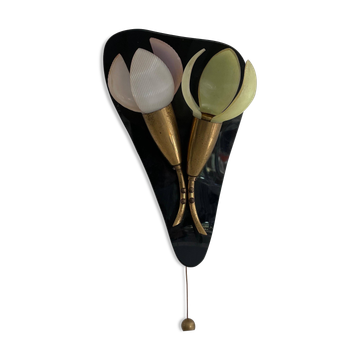 Applique simple en plexiglas et laiton Flower Design du milieu du siècle par Geru, années 1960, Allemagne