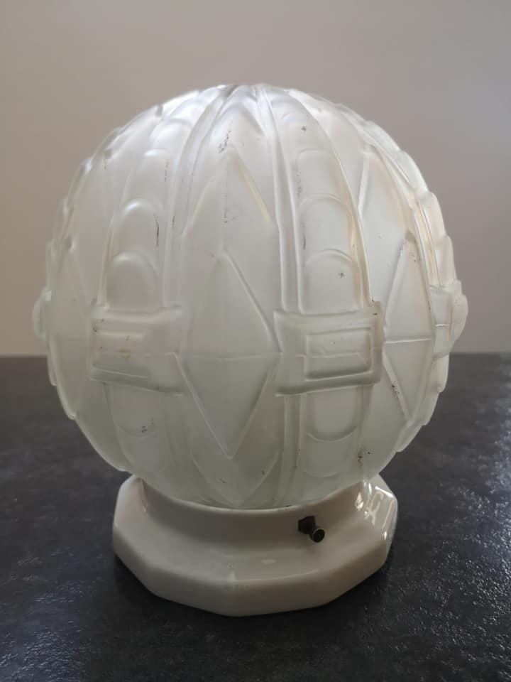 Ceiling lamp wall lamp old globe glass paste white model geometric decoration Ø 16 cm Art Deco 1930