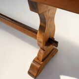 Banc de monastère extra-long en bois d'orme massif, vers 1850