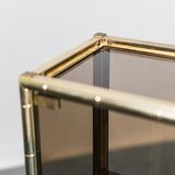 Showcase gold metal smoked glass 70s modern vintage