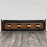 Mid-Century Scandinavian Teak and Leather Wall Coat Rack, 1960s