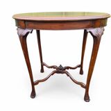 Antique oak side table with lion legs