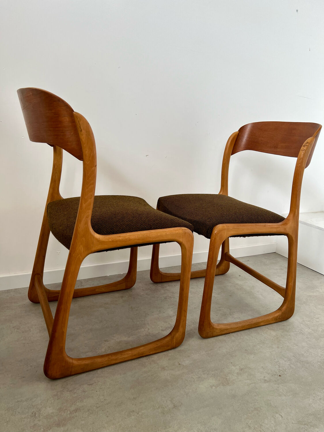 Set of 6 wooden chairs sled baumann vintage / year 60
