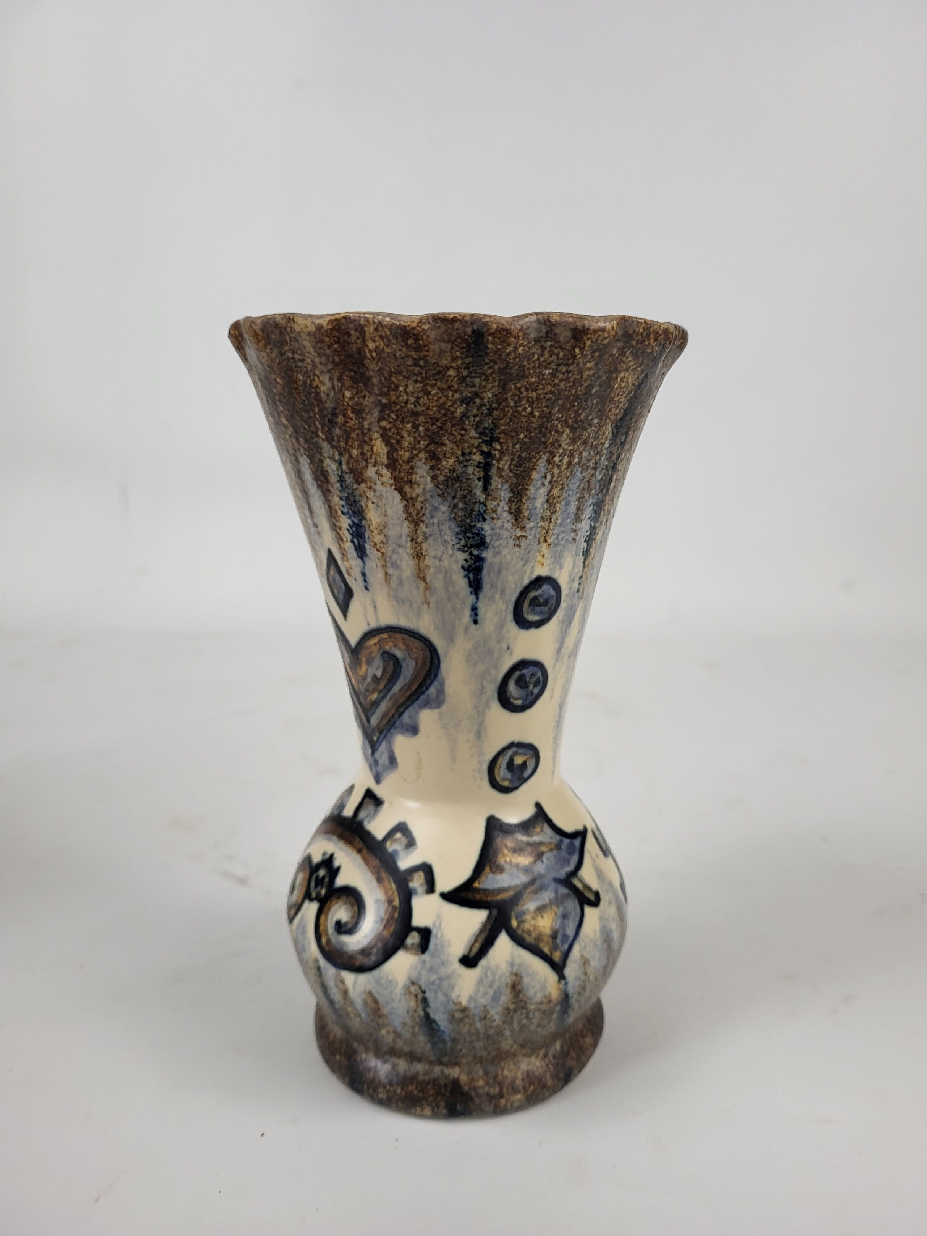 Quimper earthenware vase signed Paul Fouillen