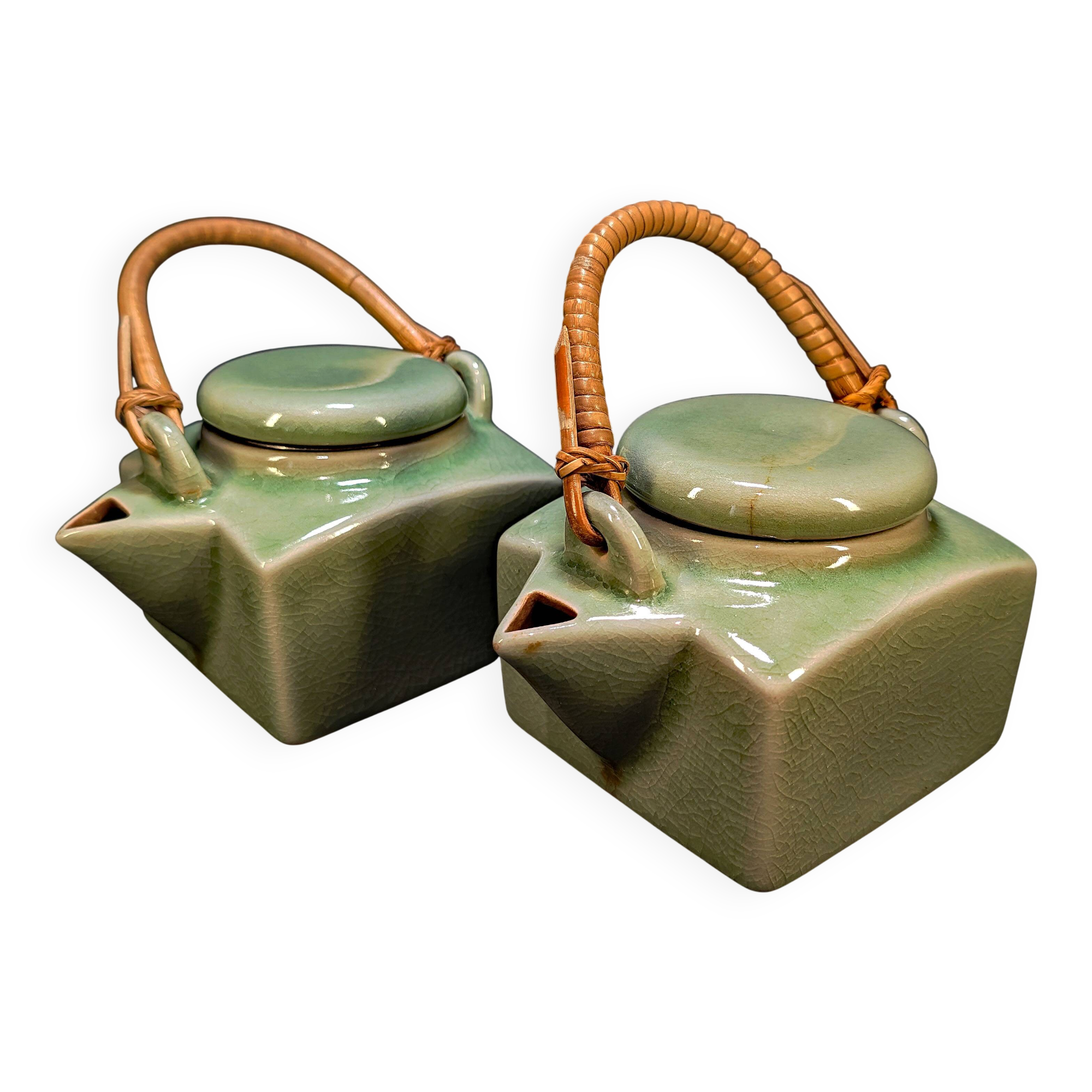 Pair of Thai celadon teapots, Chiang Mai 90s