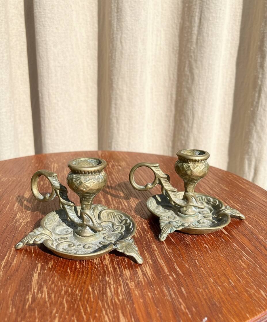 Pair of brass candlesticks