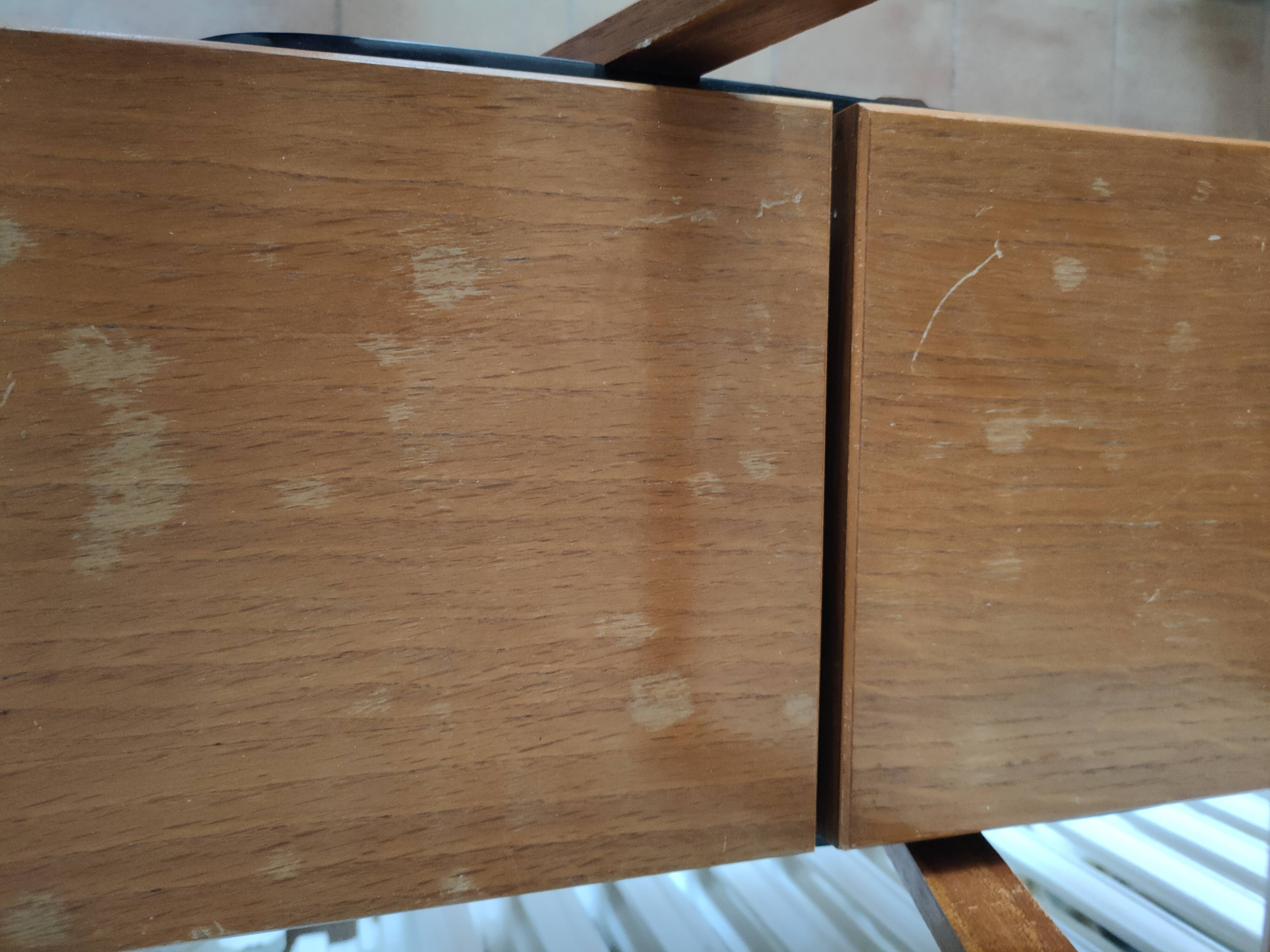Travailleuse pieds compas bois et formica design années 50 - 60