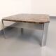 Vintage square coffee table in marble and chrome metal from the 70s