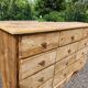 Antique fir wood workshop cabinet with drawers