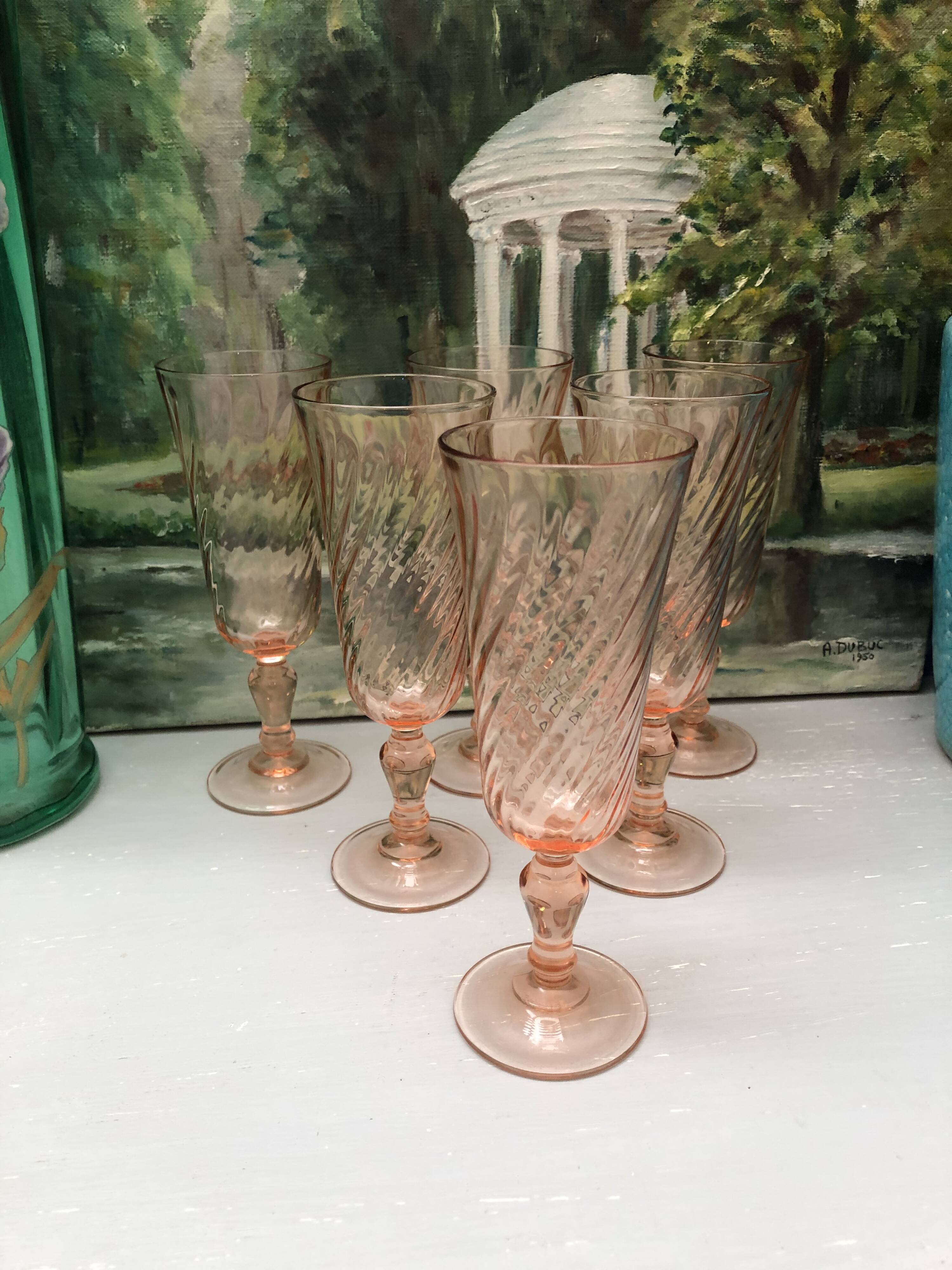 Vintage Rosaline Champagne Flutes