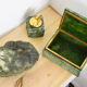 Cigar and tobacco box in alabaster and brass 1970