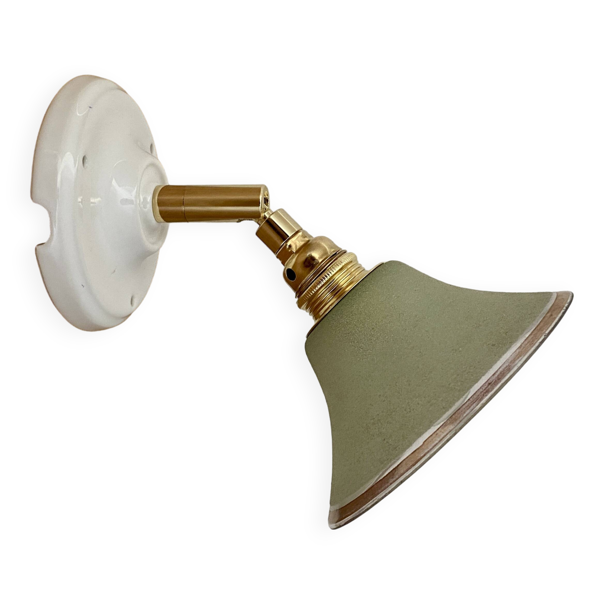 Applique abat-jour vintage en verre granité vert
