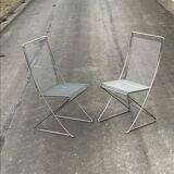 Paire de chaises Wire Till Behrens design annees 80