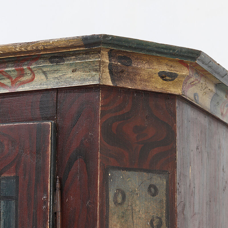 Rustic Farmhouse Folk Art Painted Bridal Cabinet 1844