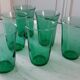 Set of 6 green water glasses 60s