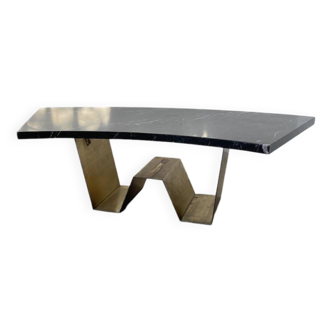 Table basse marbre et laiton sculpturale années 60 addor